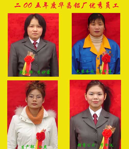 2005年度，，，，，，德赢VWIN铝厂优异员工及优异通迅员