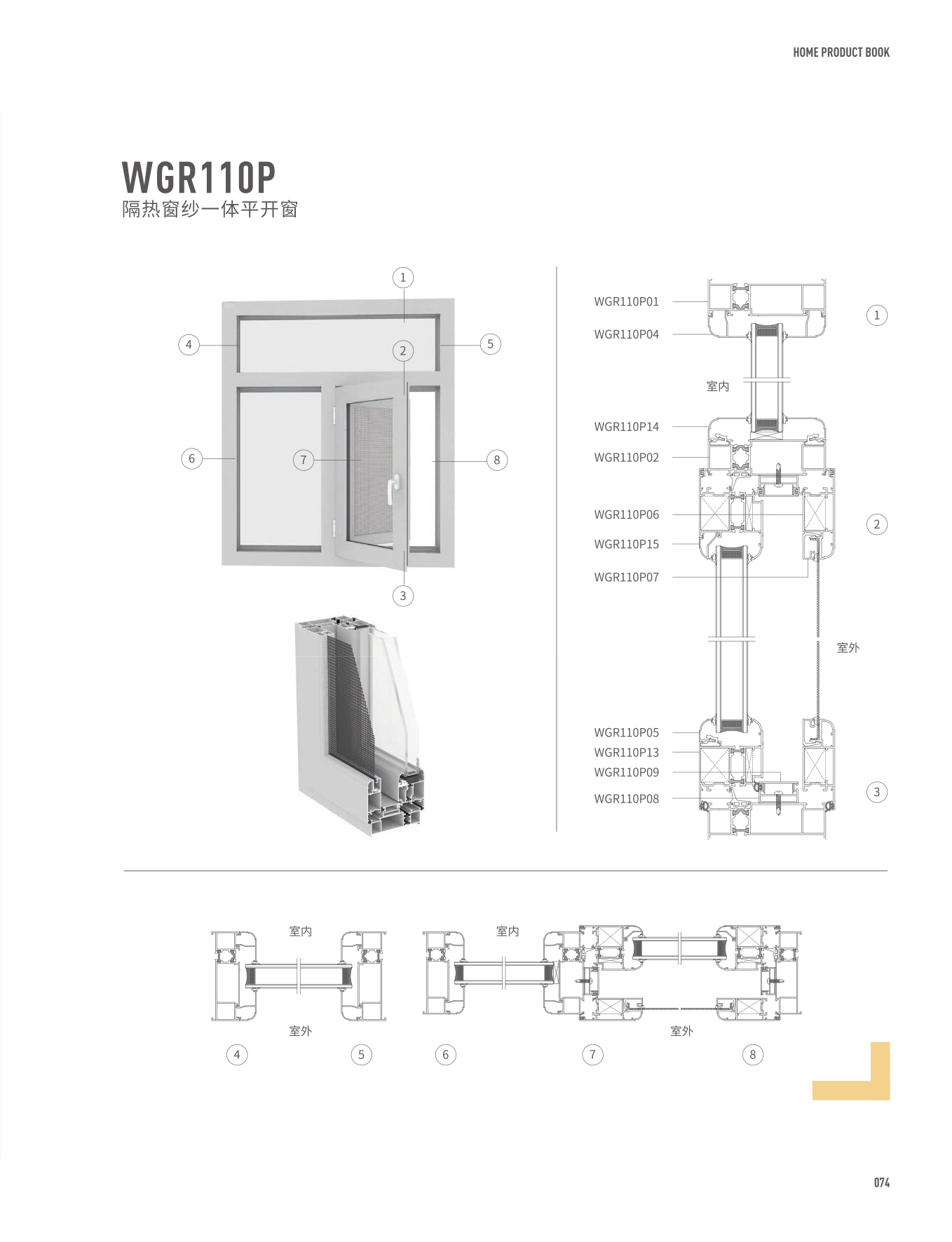 WGR110P隔热窗纱一体平开窗